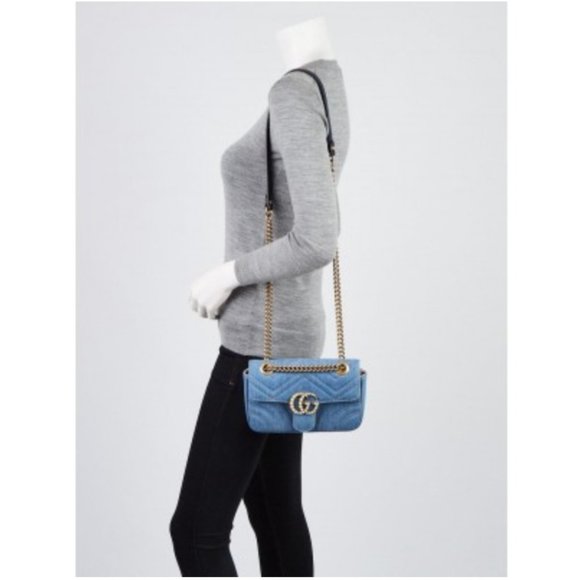 Gucci Limited Edition Japan Quilted Denim Pearly GG Marmont Bag - Picture 8 of 8